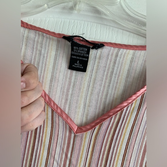Vintage Y2K Night gown pink with stripes size Large - Picture 2 of 4